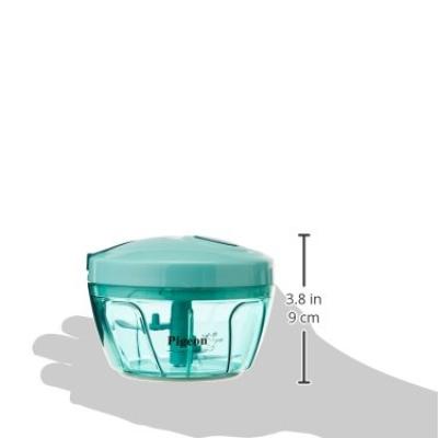 Pigeon Polypropylene Mini Handy and Compact Chopper with 3 Blades for Effortlessly Chopping Vegetables and Fruits for Your Kitchen (12420, Green, 400 ml)