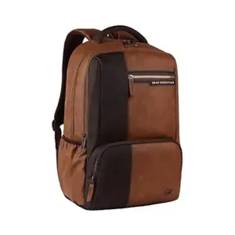 Gear Vintage 4 19"/29L Anti Theft Faux Leather Medium Water Resistant 4 Compartment Laptop Backpack/Casual Backpack/Daypack/Travel Backpack/College Bag For Men/Women(Tan-Brown)