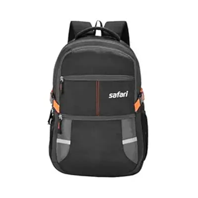 Safari Omega spacious/large laptop backpack with Raincover, college bag, travel bag for men and women, Black, 30 Litre