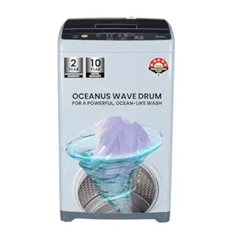 Haier 6 kg 5 Star Oceanus Wave Drum Washing Machine Fully Automatic Top Load (HWM60-AE, Moonlight Silver)