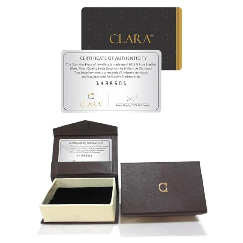 Clara 925 Sterling Silver Agda Pendant Earring Chain Jewellery Set | Rose Gold Rhodium Plated, Swiss Zirconia | Gift for Women & Girls