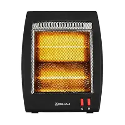 Bajaj RHX-2 Halogen Heater | 2 Heat Settings-400W/800 Watts | Noiseless Operation | DuraElement With 1-Yr Heating Element Warranty | Convection Room Heater For Winter | 2-Yr Warranty 【Black】