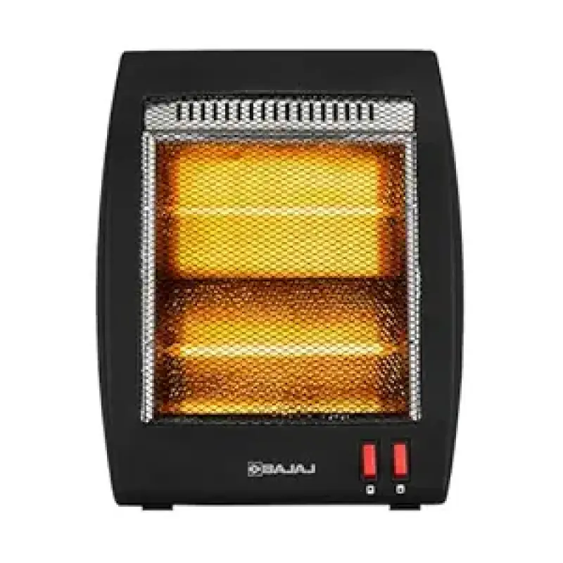 Bajaj RHX-2 Halogen Heater | 2 Heat Settings-400W/800 Watts | Noiseless Operation | DuraElement With 1-Yr Heating Element Warranty | Convection Room Heater For Winter | 2-Yr Warranty 【Black】