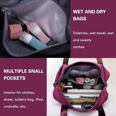 Wazdorf 41 Liter Expandable Travel Bags for Women, Duffle Bags for Women Luggage, Foldable Vanity Traveling Bag, Waterproof Hand Bag for Ladies Personal Items (Wine)