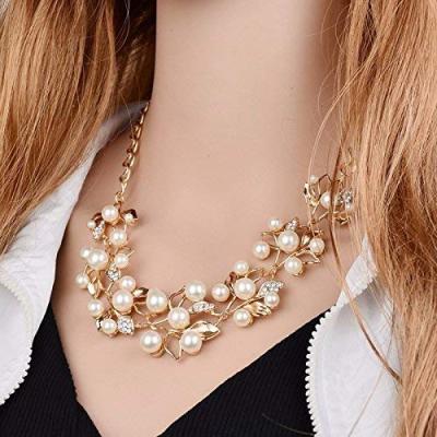YouBella Gold Plated Pearl Choker Necklace Jewellery Set for Girls and Women