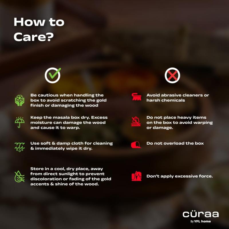 CÜRAA by YFL home Spice Box for Kitchen with Spoon (Acacia Wood, 7 Detachable containers, 120 ML) | Masala box for Kitchen | Spice Storage Container | Stylish Masala Dani for gift