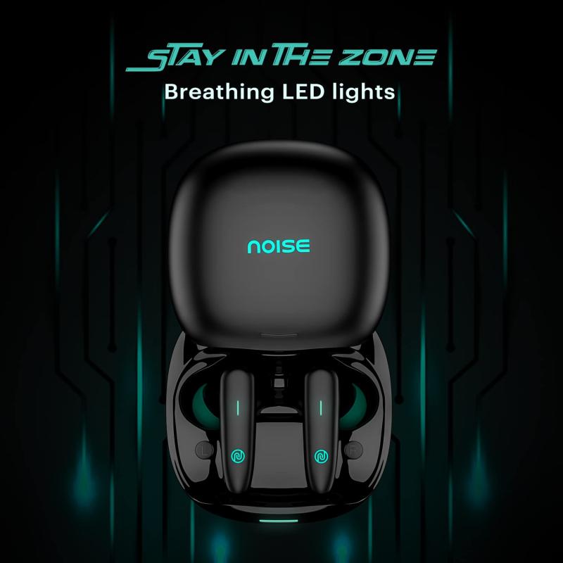Noise Buds VS402 in Ear Truly Wireless Earbuds with 50H of Playtime, Low Latency, Quad Mic with ENC, Instacharge(10 Min=120 Min),10Mm Driver, BT V5.3, Breathing LED Lights (Neon Black)