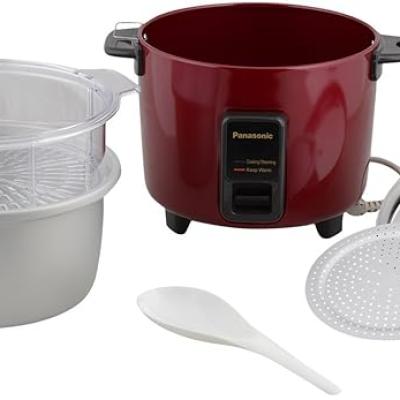 Panasonic Electric Automatic Cooker with Auto Switch Off| SR-WA10H-S | 450 Watts | Capacity 1.0 Litre With 600 Grams Raw Rice Cooking |Colour Burgundy