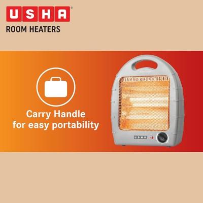 USHA 4002 800 Watt 2 Rod Halogen Heater with Safety Mesh(Grey)
