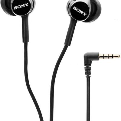 Sony MDR-EX155AP Wired in Ear Headphones with Tangle Free Cable, 3.5mm Jack, Headset with Mic for Phone Calls and 1 Year Warranty - (Black)