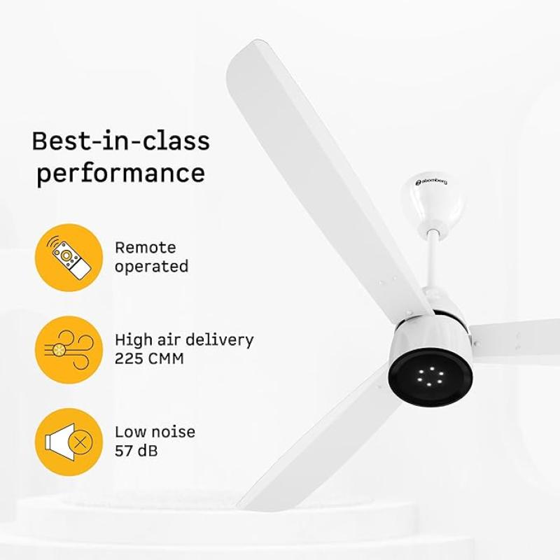 atomberg Renesa Enzel 1200mm BLDC Ceiling Fan with Remote Control | BEE 5 star Rated Energy Efficient Ceiling Fan | High Air Delivery with LED Indicators| 3 Year Warranty (Gloss White)