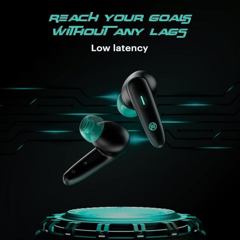 Noise Buds VS402 in Ear Truly Wireless Earbuds with 50H of Playtime, Low Latency, Quad Mic with ENC, Instacharge(10 Min=120 Min),10Mm Driver, BT V5.3, Breathing LED Lights (Neon Black)