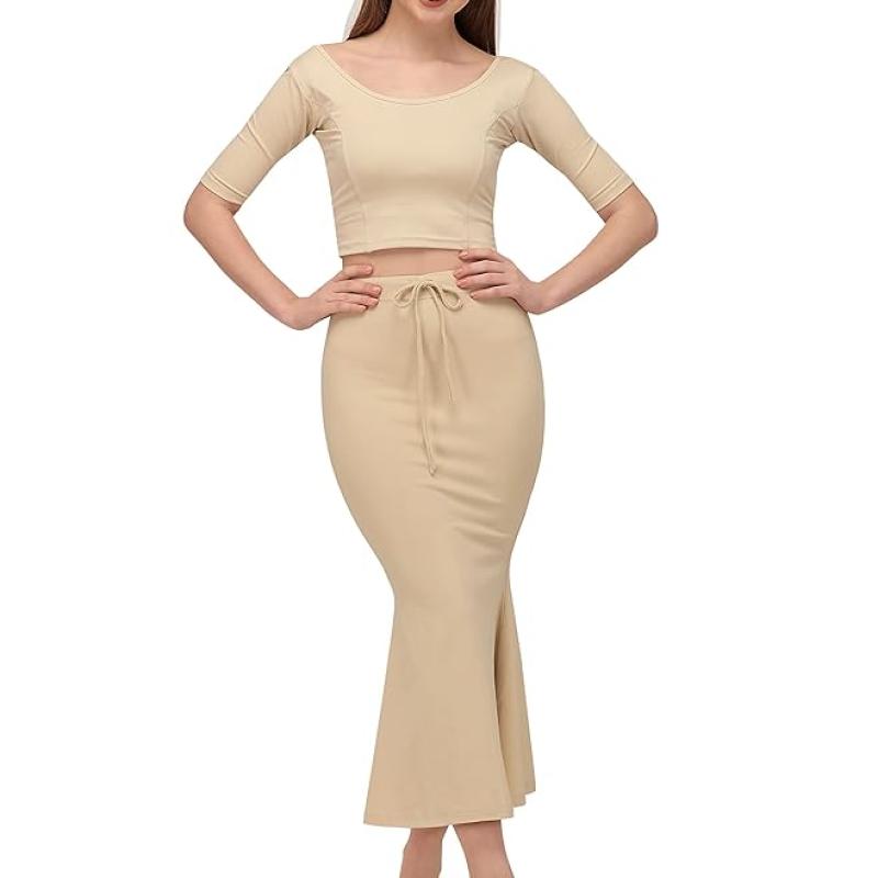 Mehrang Stretchable Saree Shapewear Petticoat for Women, Cotton Blended,Petticoat,Skirts for Women,Shape Wear Dress for Saree