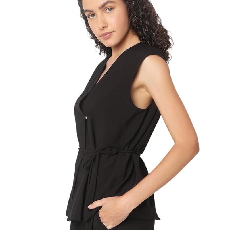 VERO MODA Women's Polyester Solid Relaxed Fit T-Shirt