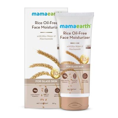 Mamaearth Rice Oil-Free Face Moisturizer for Oily Skin | With Rice Water & Niacinamide for Glass Skin | 24-Hour Hydration | Brightens Skin Tone | 80g