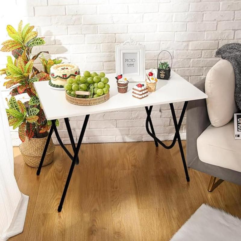 Torche Multipurpose Foldable & Portable Study Table, Computer Desk, Foldable for Office Work, Laptop Desk, 2 Seater Dining Table for Home and Office (Windsor-Pearl White), Wood