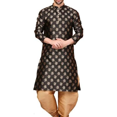 Over Crowd Men Ethnic Gold Leaves 100% pure Jacquard Kurta & Aladdin salwar special for Lohri & New Year, In Panjabi Style
