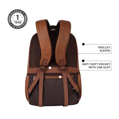 Gear Vintage 4 19"/29L Anti Theft Faux Leather Medium Water Resistant 4 Compartment Laptop Backpack/Casual Backpack/Daypack/Travel Backpack/College Bag For Men/Women(Tan-Brown)