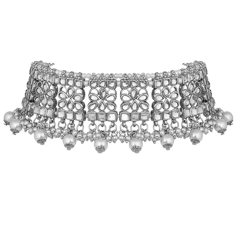 Peora Ethnic Indian Traditional Jewellery Kundan Choker Necklace Earring Maang Tikka Set Gift for Women Girls