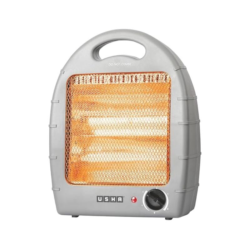 USHA 4002 800 Watt 2 Rod Halogen Heater with Safety Mesh(Grey)