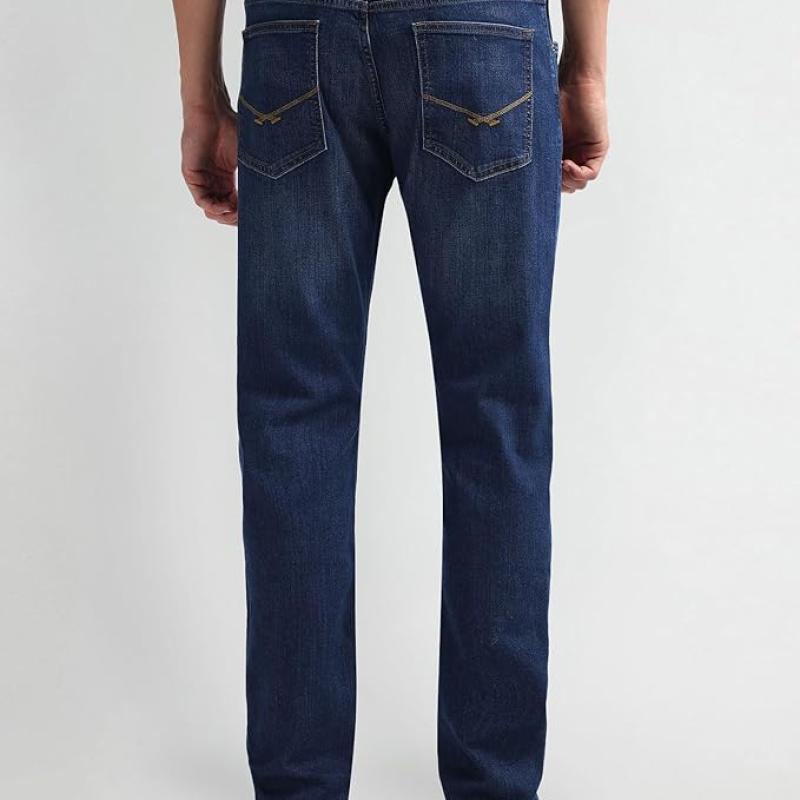 Peter England Men's Tapered Fit Mid Rise Classic Tape Stretchable Twill Jeans