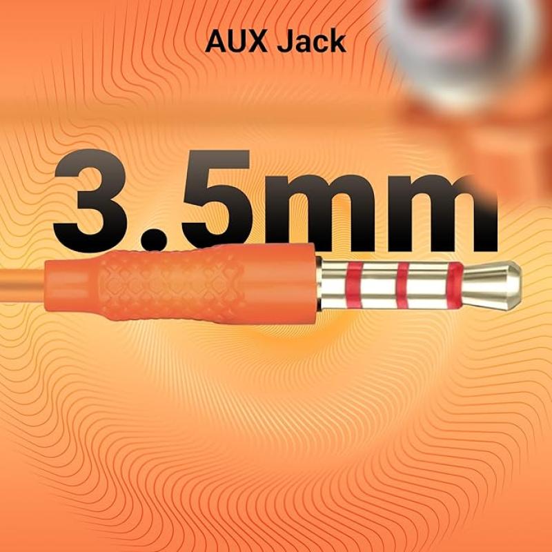 ZEBRONICS Buds 50, 3.5mm, in-Ear, Wired Earphones, in-Line MIC, 10mm Neodymium Bass Drivers, 1.2m Soft Silicon Cable, Magnetic Earbuds, Compatible with Mobile | Tablet | Laptop (Orange)