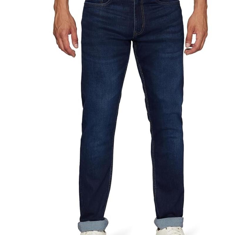 Peter England Men's Tapered Fit Mid Rise Classic Tape Stretchable Twill Jeans