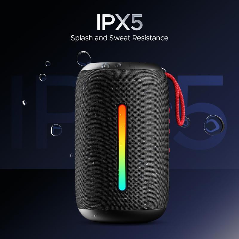 boAt Stone 352 Pro/Stone 358 Pro w/ 14W Signature Sound, Up to 12 Hours Playback, RGB LEDs, TWS Feature, Built-in Mic, BTv5.3, Free Music Streaming on JioSaavn Bluetooth Speaker (Raging Black