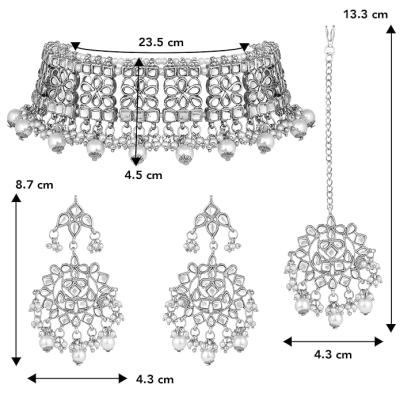 Peora Ethnic Indian Traditional Jewellery Kundan Choker Necklace Earring Maang Tikka Set Gift for Women Girls