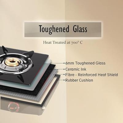 Pigeon by Stovekraft Aster 3 Burner Gas Stove with High Powered Brass Burner Gas Cooktop, Cooktop with Glass Top and Powder Coated Body, Black, Manual Ignition, Standard (14267)