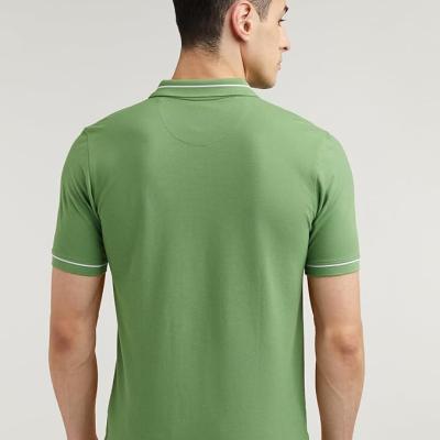 Peter England Men's Regular Fit Insignia Half Sleeve Polo T-Shirt | Cotton Rich | Premium Pique Weave