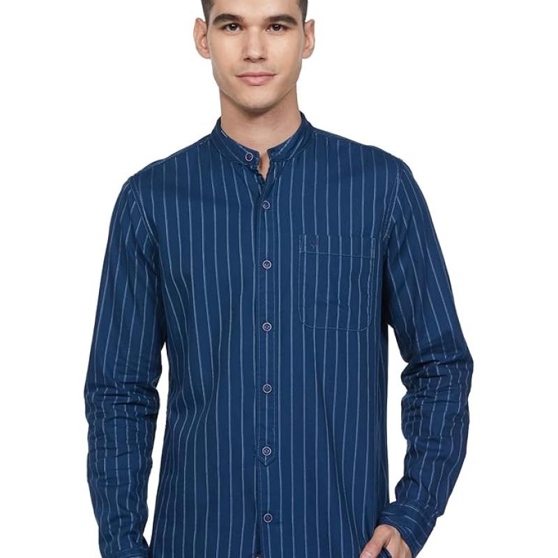 Allen Solly Men's Regular Fit Mandarin Collar Casual Shirt