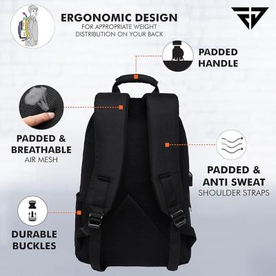 FUR JADEN Anti Theft Number Lock Backpack Bag with 15.6 Inch Laptop Compartment, USB Charging Port & Organizer Pocket for Men Women Boys Girls